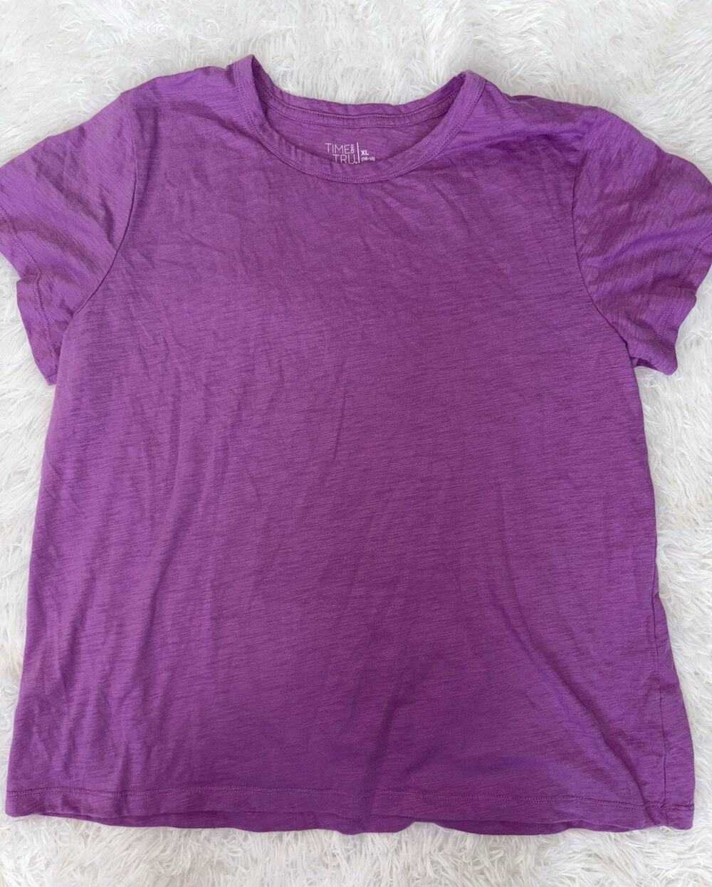Time & Tru Women’s XL Purple Classic Short Sleeved Tee. Pretty, Grt Shape